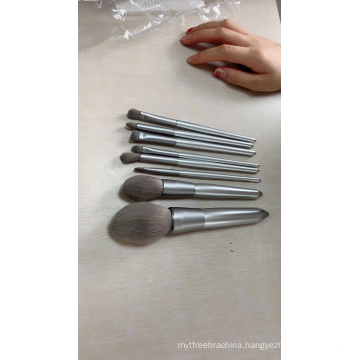 Best Selling  Custom Logo High Quality 8Pcs Silver Handle Cosmetic Brushes Foundation Blending Makeup Brushes Set